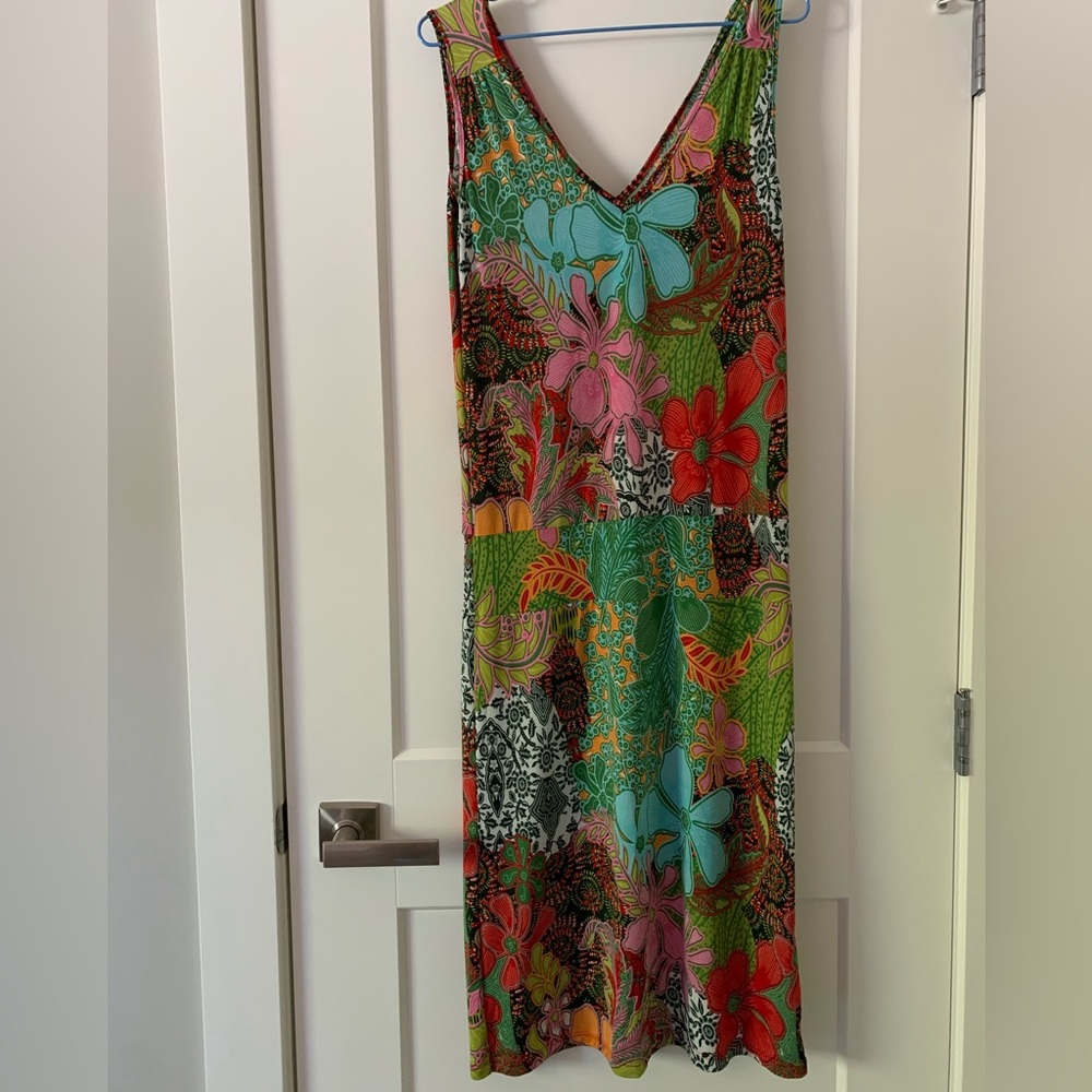 Tropical Florals Stretch Midi Dress